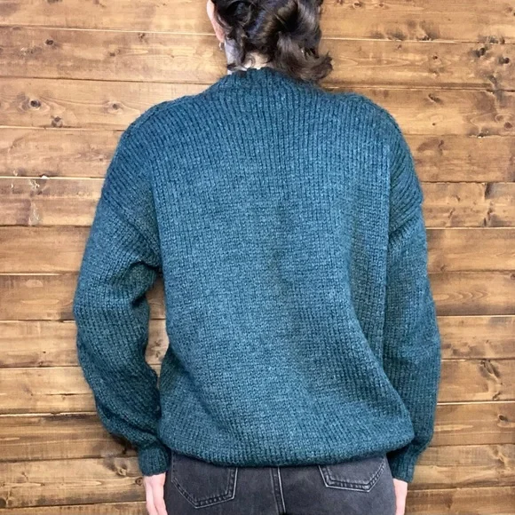 Cable Knit Sweater - Teal - Medium - Picture 3 of 5